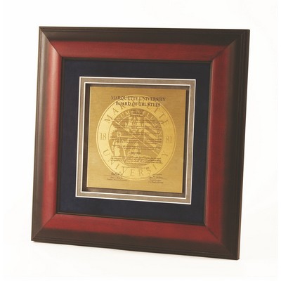 Executive Series Imprinted Metal Award in Gold Trimmed Rosewood Frame (11"x11")